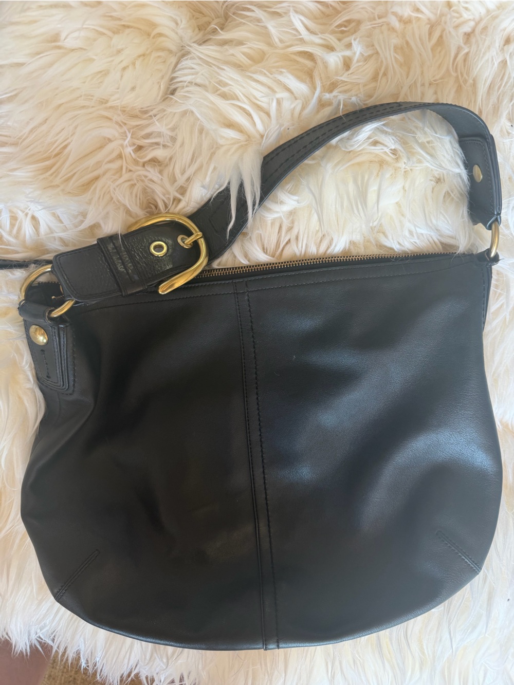Black Leather Coach bag hobo shoulder purse